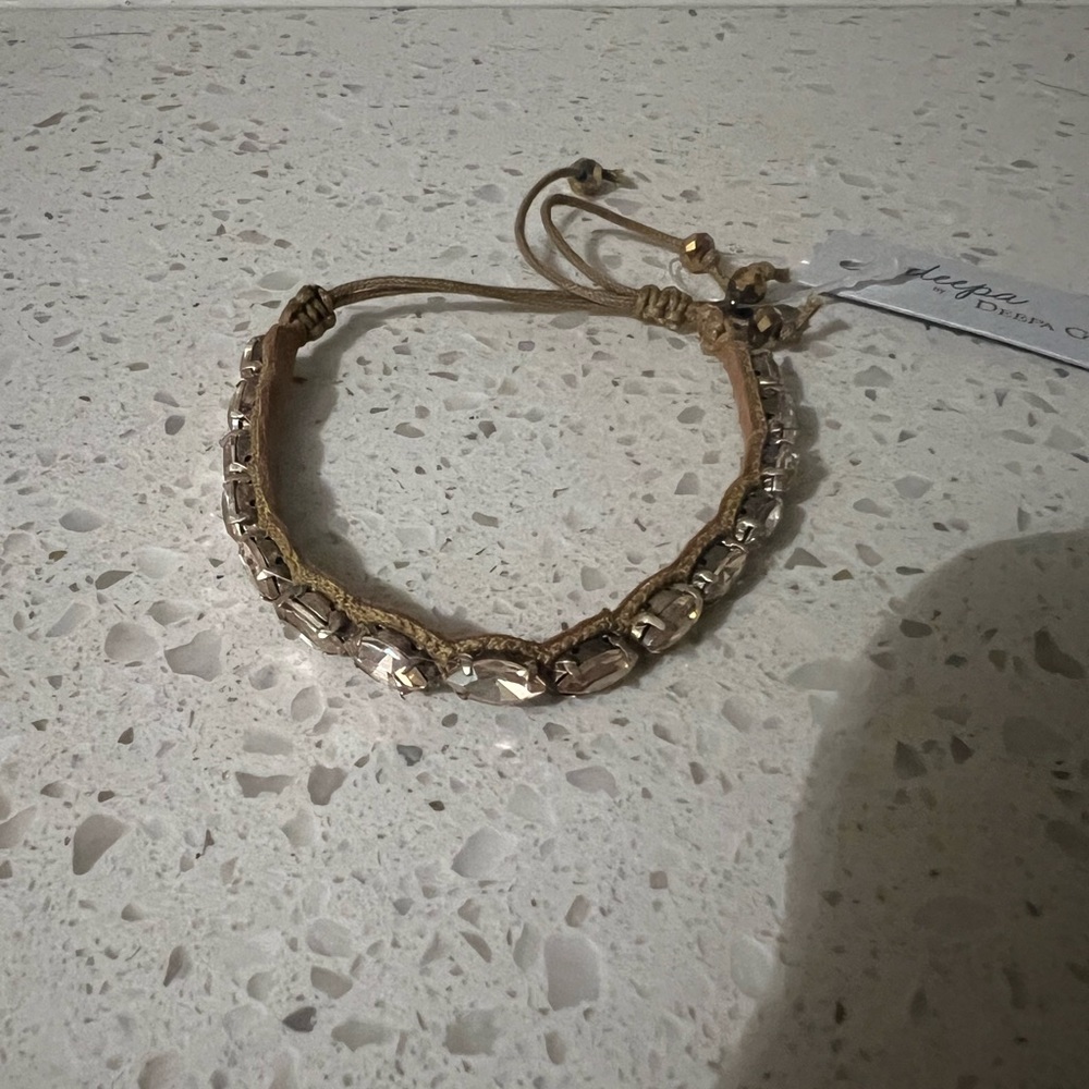 Deepa Gurani Hand Embroidered Statement Bracelet with Beaded Embellishments